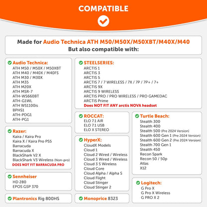 Wicked Cushions Velour Replacement Earpads for ATH M50X - Compatible with ATH M40X / M50XBT / Hyperx Cloud 1 & 2 / Steelseries Arctis 3/5 / 7 / 9X & Pro/Stealth 600 & More (Speedracer Cyan)